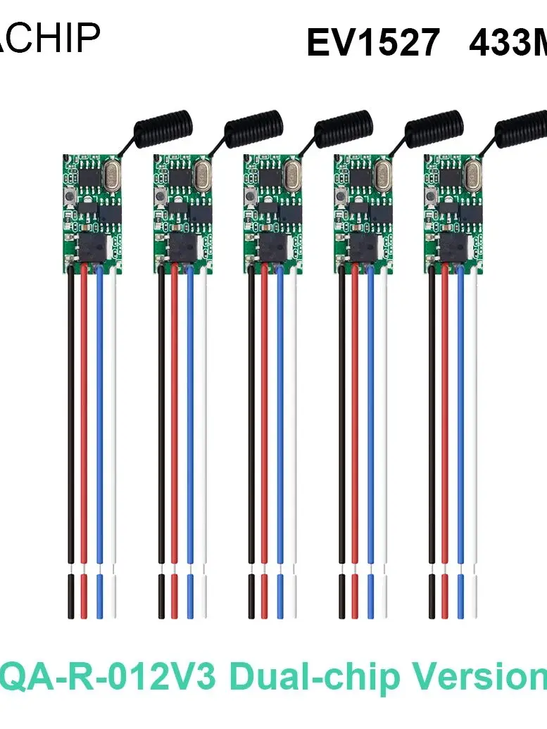 5 SZT. QIACHIP 433.92Mhz Uniwersalny Bezprzewodowy Przełącznik Zdalnego Sterowania DC 3.6V-24V 1 Kanałowy Odbiornik Przekaźnikowy RF Kontroler Światła LED Zestaw DIY — zdjęcie produktu 7
