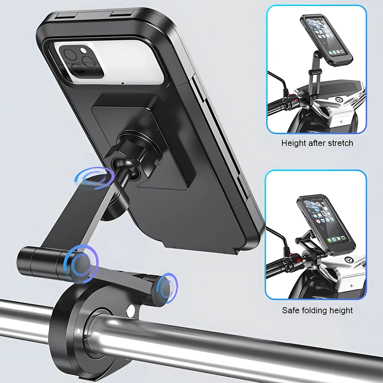 Bike Phone Holder Bicycle Motor Motorcycle Handlebar Phone Box Touch Screen Cases Waterproof Rotate Fold Smartphones GPS Stand