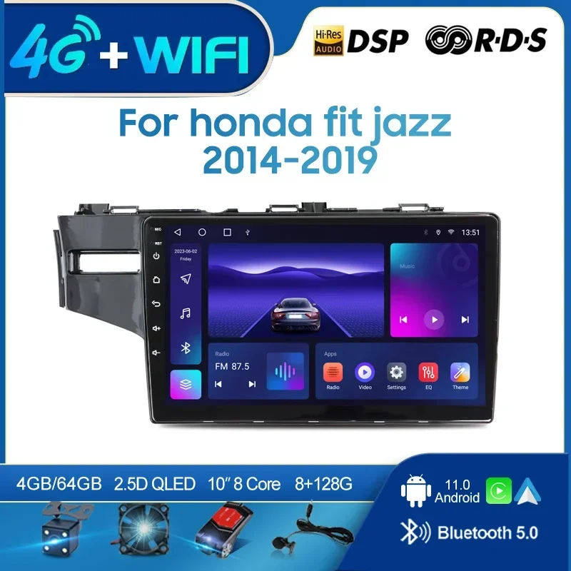 

QSZN For HONDA FIT JAZZ 2014-2019 LHD 2 din Android 12.0 Car Radio Multimedia Video Player GPS Navigation 4G Carplay Head unit