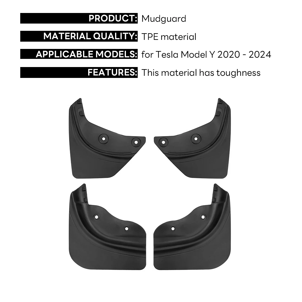 For Tesla Model Y 2021 2022 2023 2024 Car Wheel Mud Flaps Splash Guards MudFlaps Front Rear Fender TPE Mudguards Protector