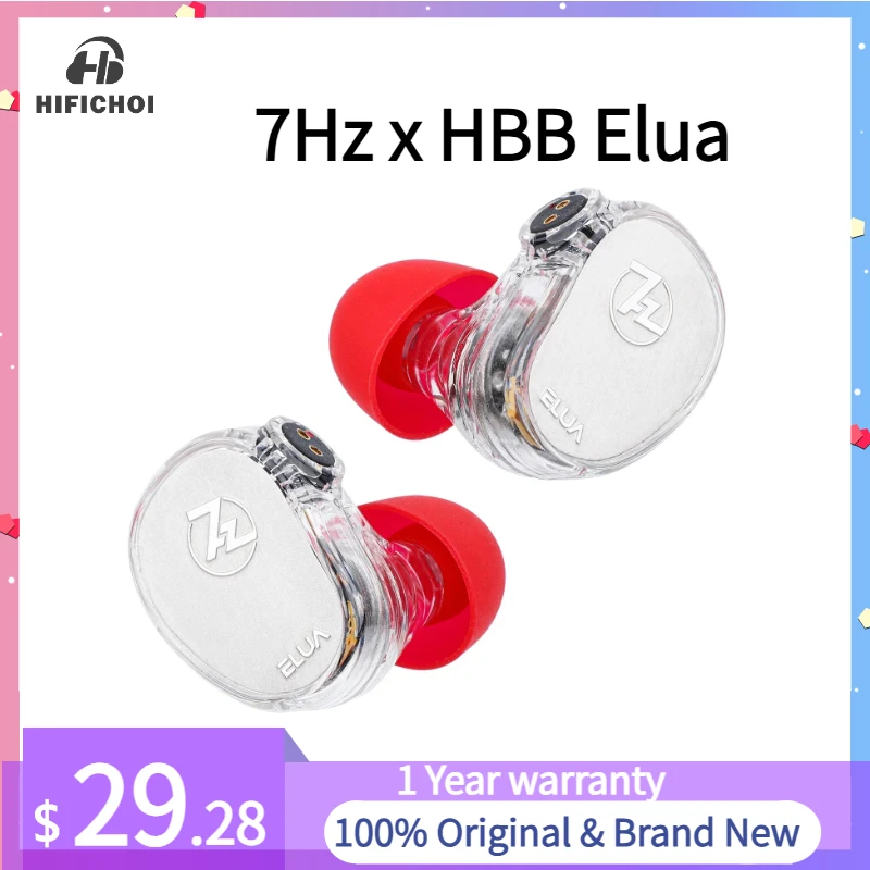 

7Hz x HBB Elua 2DD 10mm+8mm Dual Dynamic Driver IEMs Hifi Wired In-ear Earphones with Detachable Cable Design and Balanced Sound