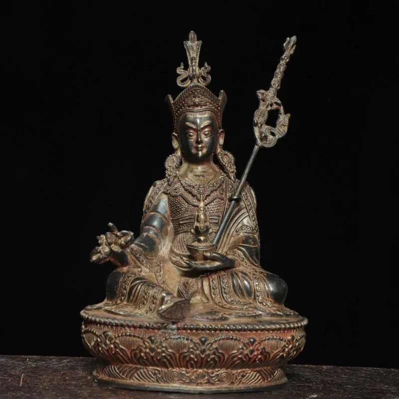 Hand-Carved Premium Pure Copper Padmasambhava Statue - 7.9