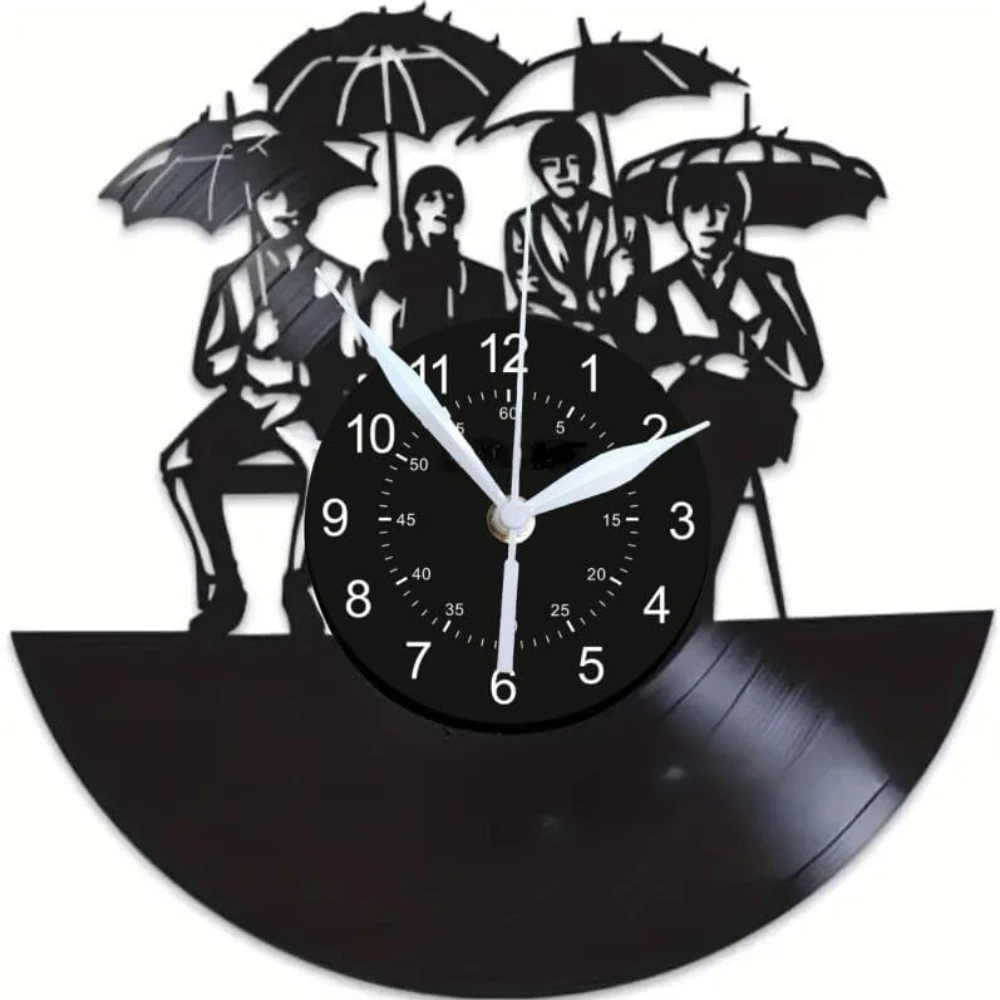 Creative Umbrella Contour Design Music Band Art Vinyl Record Wall Clock Home Decoration Silent Retro Band Wall Watch Gift