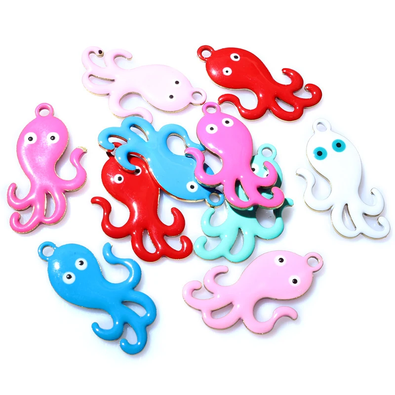 

10 шт. 28x15 мм эмаль осьминог подвески кулон из нержавеющей стали DIY аксессуары для изготовления ювелирных изделий выводы для ожерелья серьги