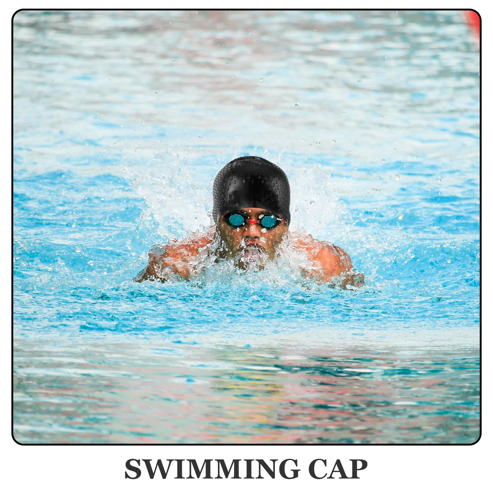 Gorro de natación de silicona negro resistente al agua, 23x18cm, respetuoso con el medio ambiente, Flexible, duradero, diseño único de caída de agua, gorro de natación de silicona