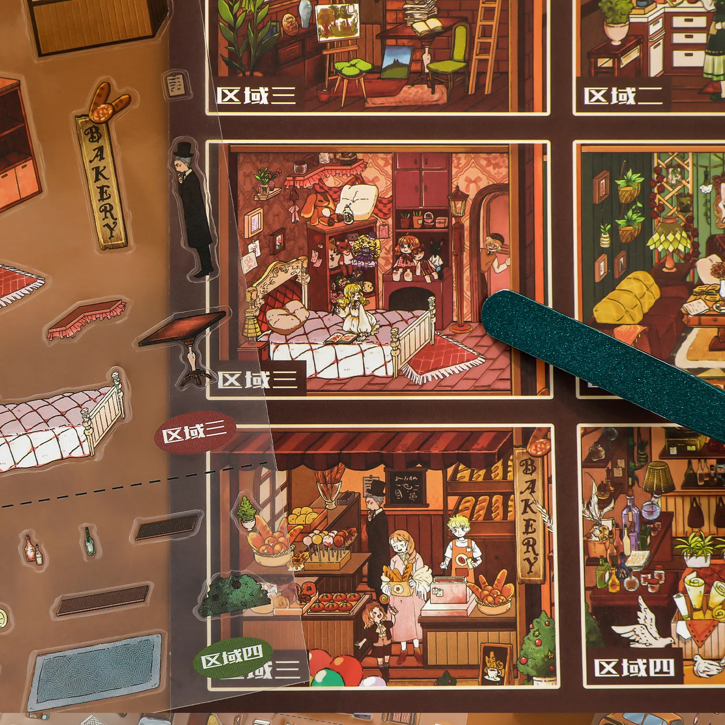 Kawaii vintage style 3D Warm little home Landscape Sticker  DIY Pocket Cabin Scene festival gift ﻿