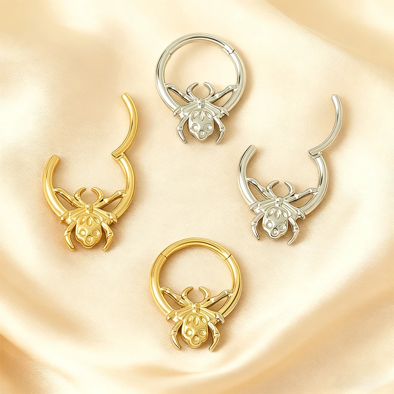 16G G23 Titanium Nose Rings round Spider-Shaped Seamless Septum Tragus Cartilage Earrings - Nose Piercing Jewelry