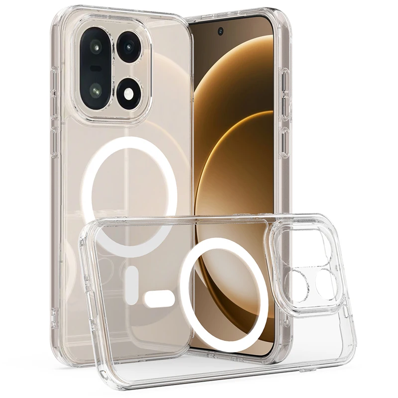 Per OnePlus 15 Custodia magnetica antiurto trasparente morbida TPU + cover rigida per PC per One Plus 15