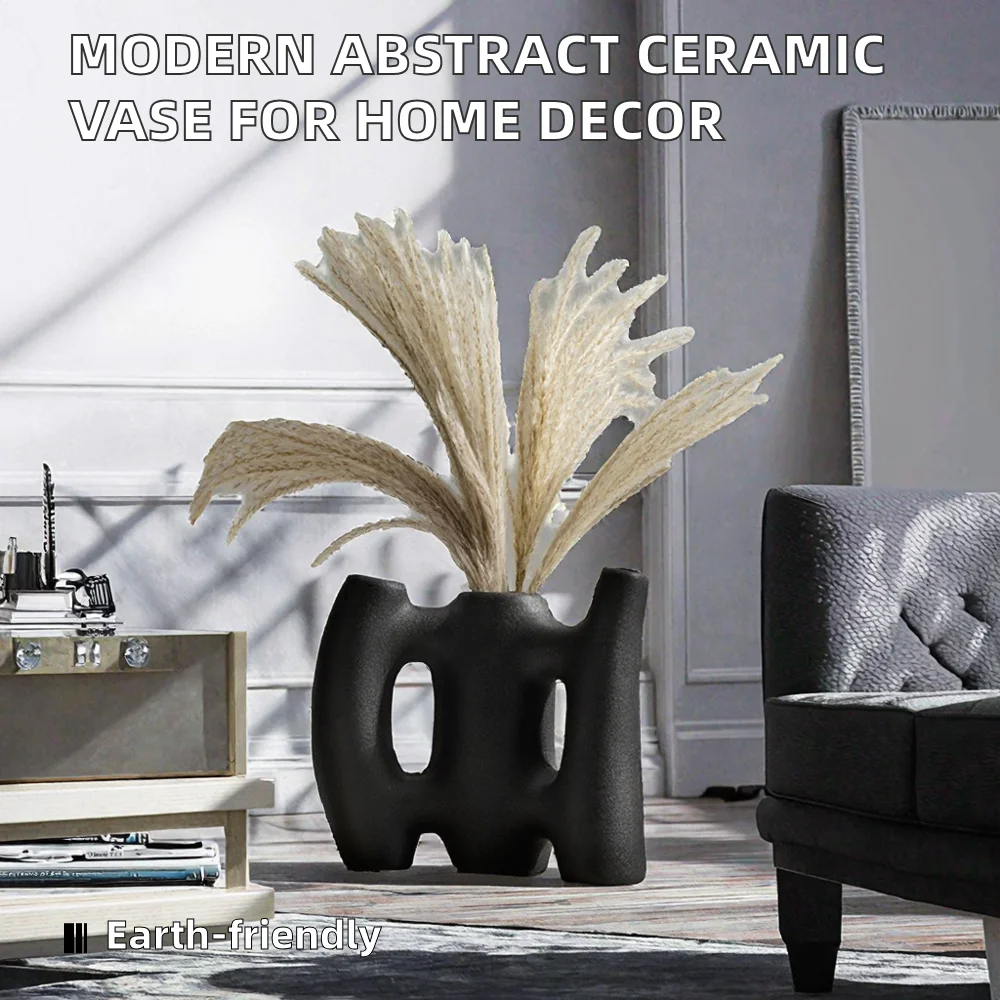 Rustic Eco-Friendly Ceramic Vase, Minimalist Tabletop Dried Flower Decor