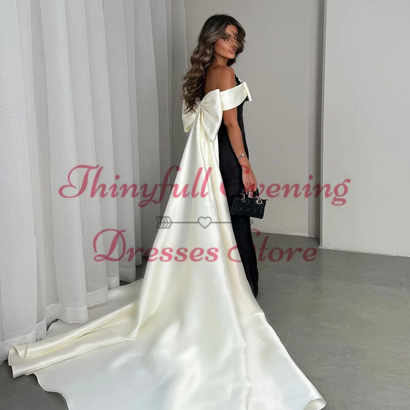 Thinyfull 2024 Mermaid Prom Evening Dresses Strapless Black and White Party Dress Formal Night Cocktail Prom Gowns Custom Size