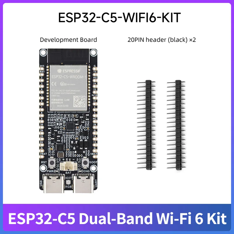 Waveshare ESP32-C5 Dual-Band Wi-Fi 6 Development Board RISC-V MCU  16 / 32MB Flash 8MB PSRAM ESP32-C5-WROOM-1 Series Module
