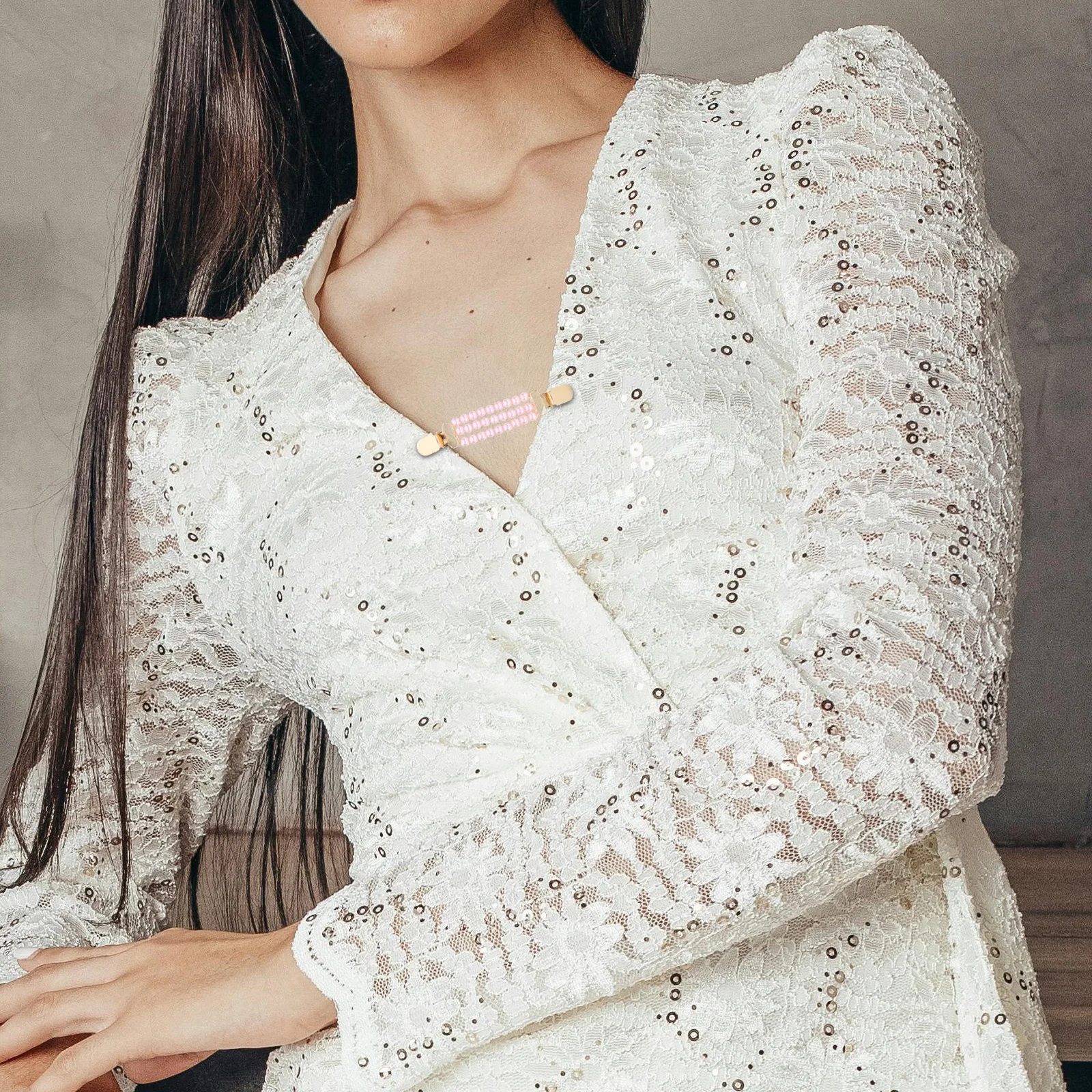 Elegante maglione con perle finte, clip a catena, spilla per scialle, anti-esposizione, protezione per la privacy, abito alla moda, clip per mantello