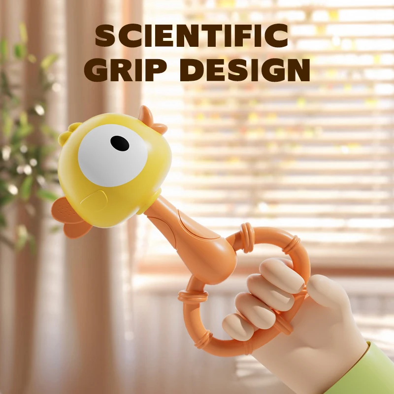لعبة عصا الجرس المحمولة على شكل ضفدع الدجاج المطاطي الناعم للأطفال