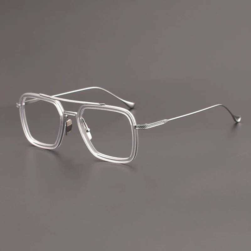 Stervormige parallelle balk grote frame pilotenbril voor dames 006 designer handgemaakte bijziendheidsbril puur titanium UV400 herenbril