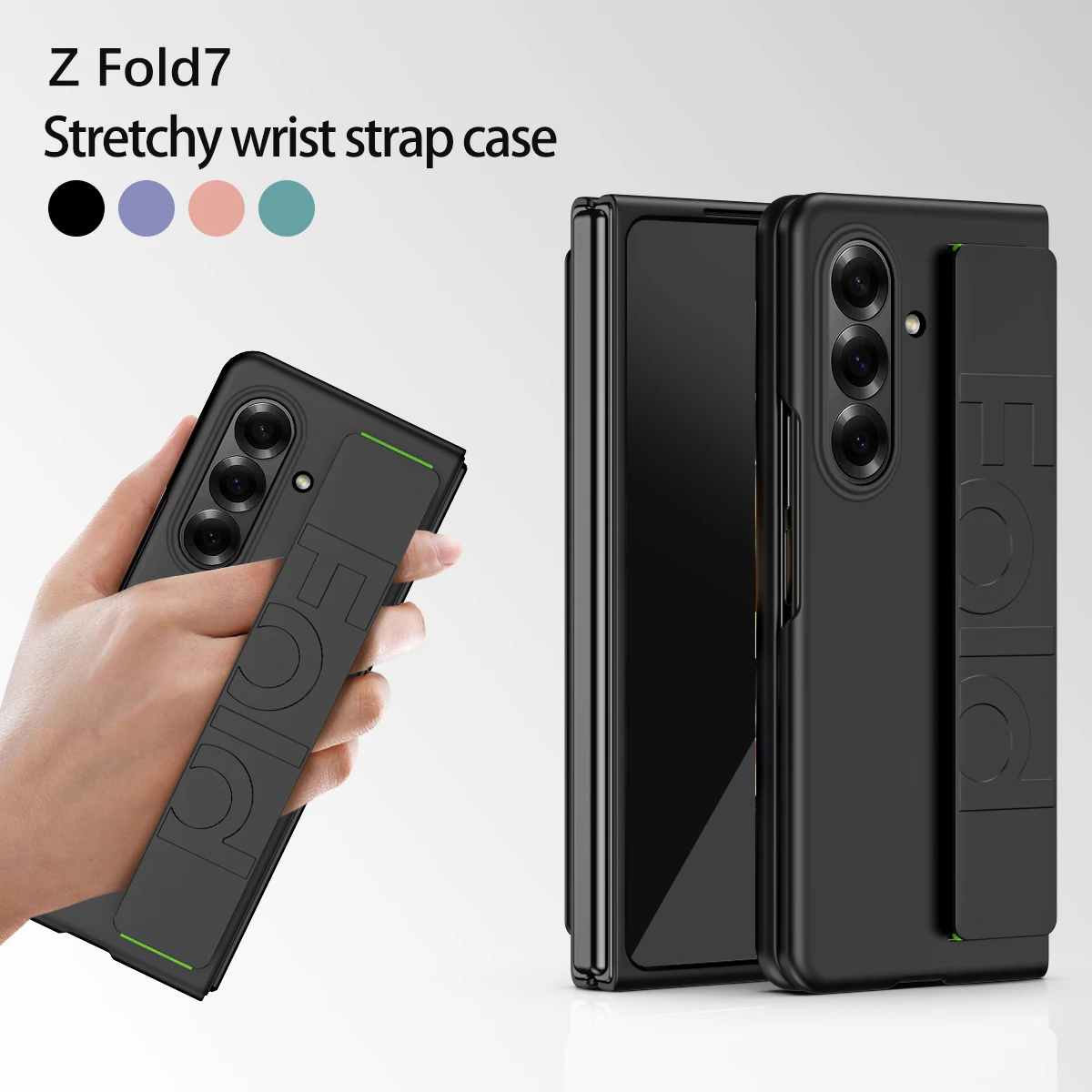 

Luxury Soft Silicone Wrist Strap Bracket Phone Case For Samsung Galaxy Z Fold 7 6 5 4 3 2 Cases Ultra Thin Matte Hard Cover