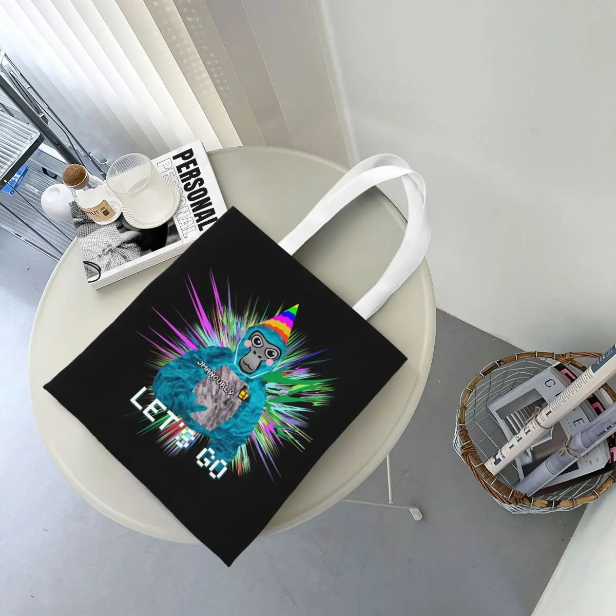 

Jmancurly Gorilla Tag Shopping Bags Canvas The Tote Bag Reusable for Girls Shoulder Tote Travel Handbag