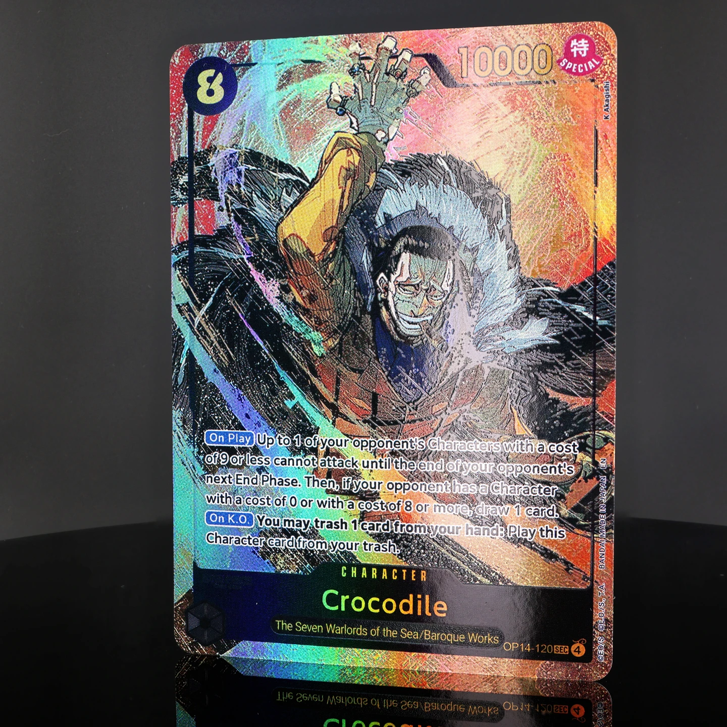 One Piece TCG OPCG English OP14-120 Crocodile SEC Play Set 8 Cost Black Crocodile Textured Foil Card Anime Collectible Cards view 2