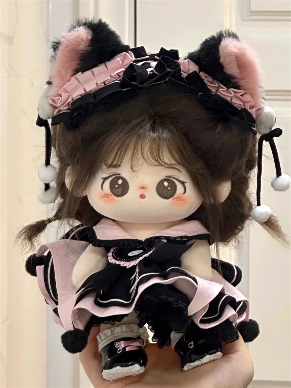 ロリータ-子供のためのピンクと黒の猫のスーツ,20cmの人形のおもちゃの服,コスプレ衣装,子供へのギフト,かわいい,かわいい