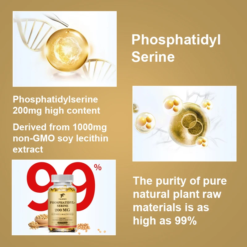 Phosphatidylserine แคปซูลอาหารเสริมเพื่อสุขภาพสมองระดับพรีเมียมรองรับการทำงานของจิตใจและการรับรู้ที่ดีต่อสุขภาพ