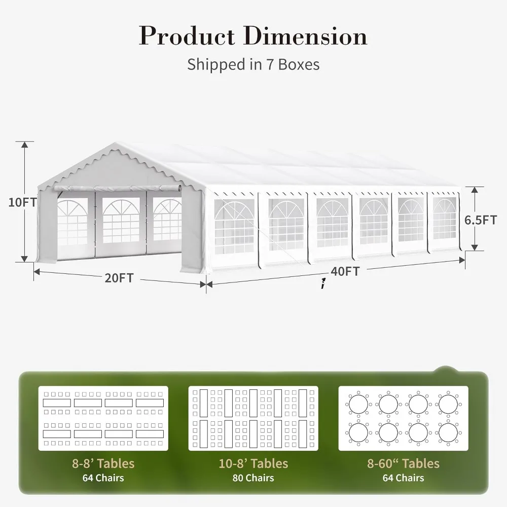 20x40 Party Tents, Heavy Duty Event Tent for Parties, Custom