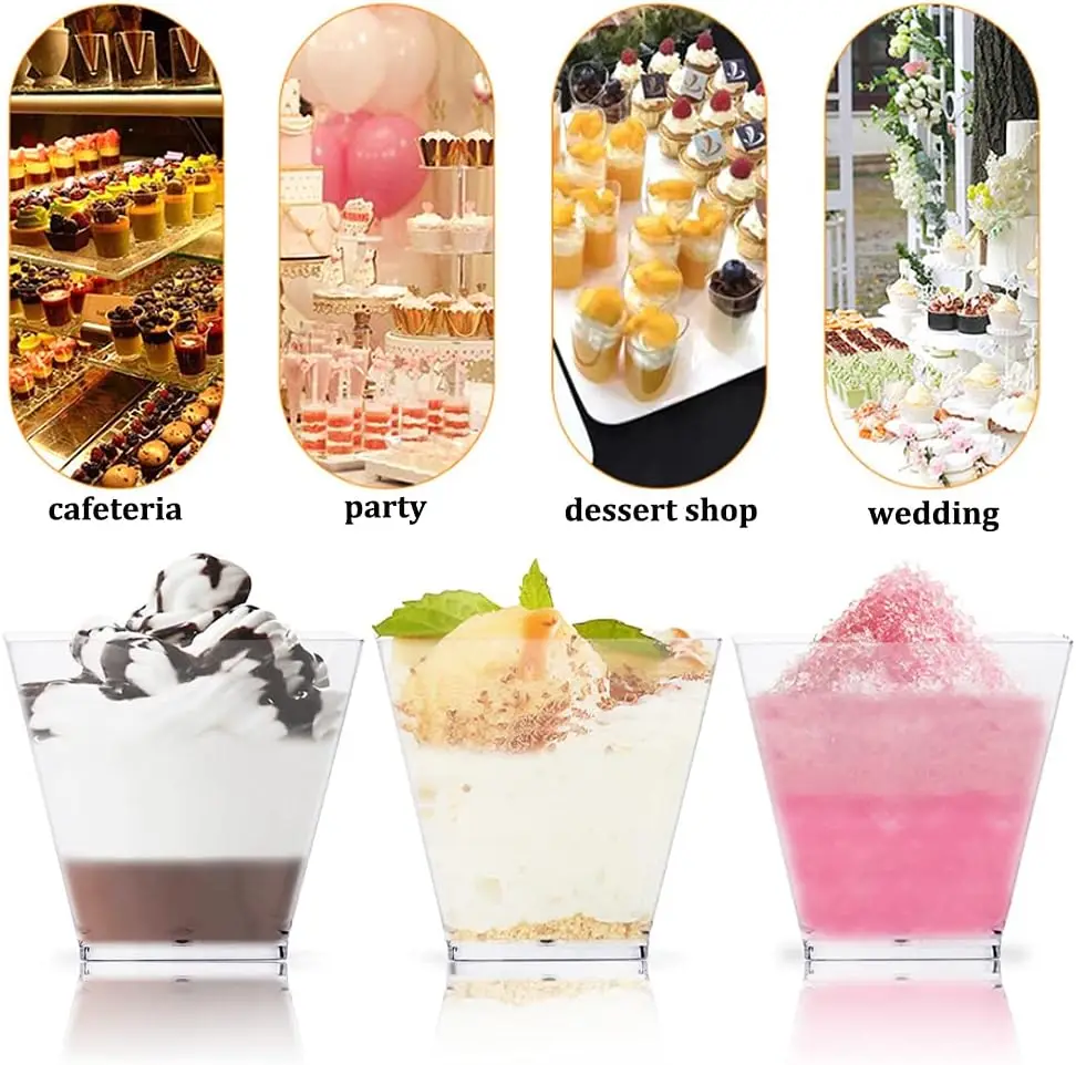 50/100pcs 60ML Disposable Dessert Cup Plastic Dessert Party Supplied Appetizers Cup Ice Cream Cup for Parties