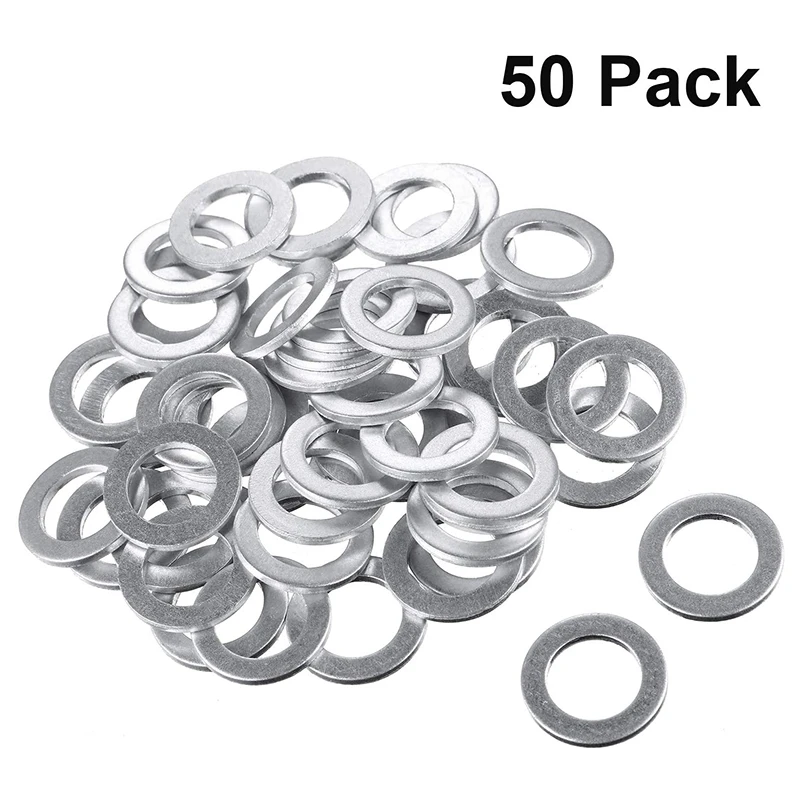 50 Pieces Engine Oil Crush Washers Drain Plug Gaskets 94109-14000 For Fits Civic, Accord, CR-V/CRV, Pilot, And More