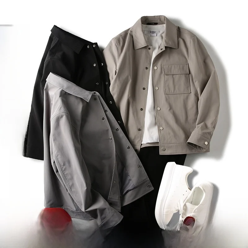 

Rare Find! High-End Casual Loose Fit Collared Workwear Style Spring Autumn Men's Jacket Outerwear Fashion Urban Youth Long Sl...