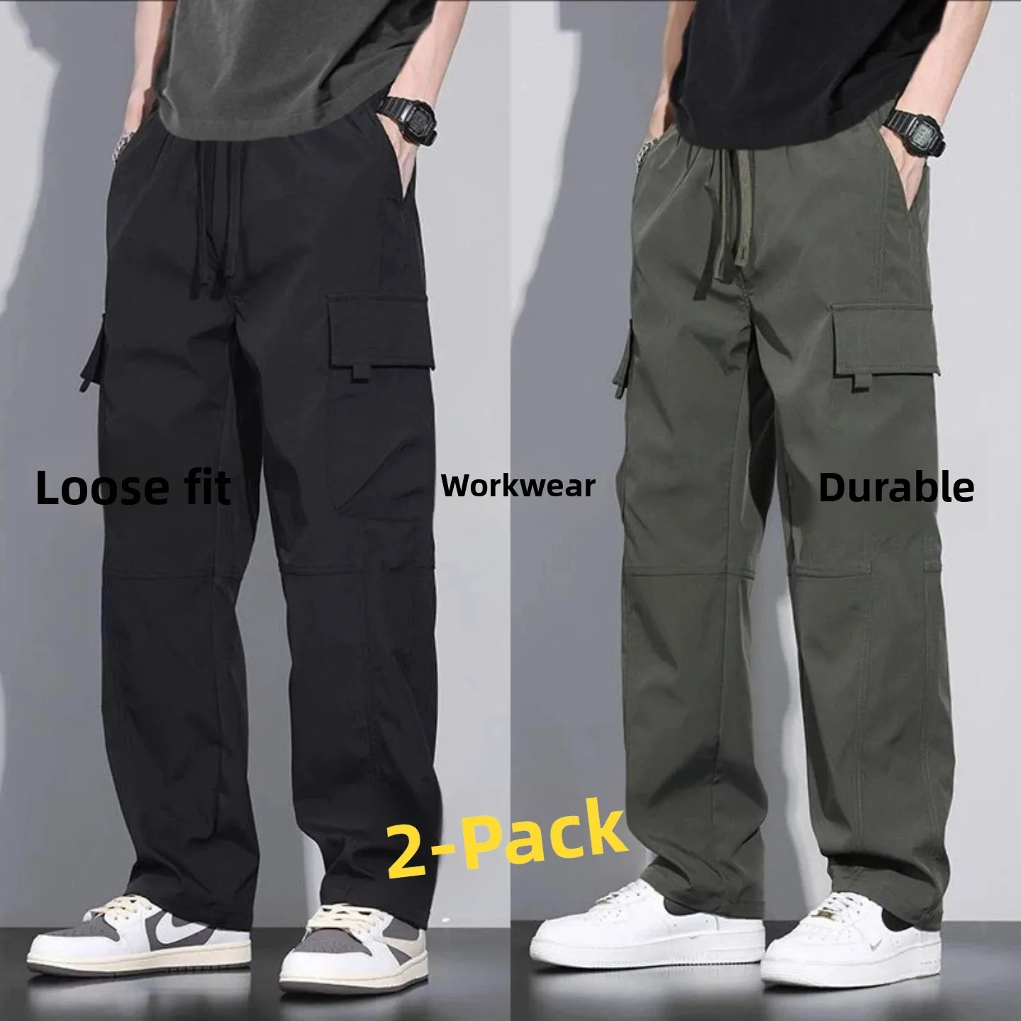 High-End American Elastic Work Trousers Men's Spring Autumn Thin Loose Wear-Resistant Construction Site Outdoor Work Long Pants