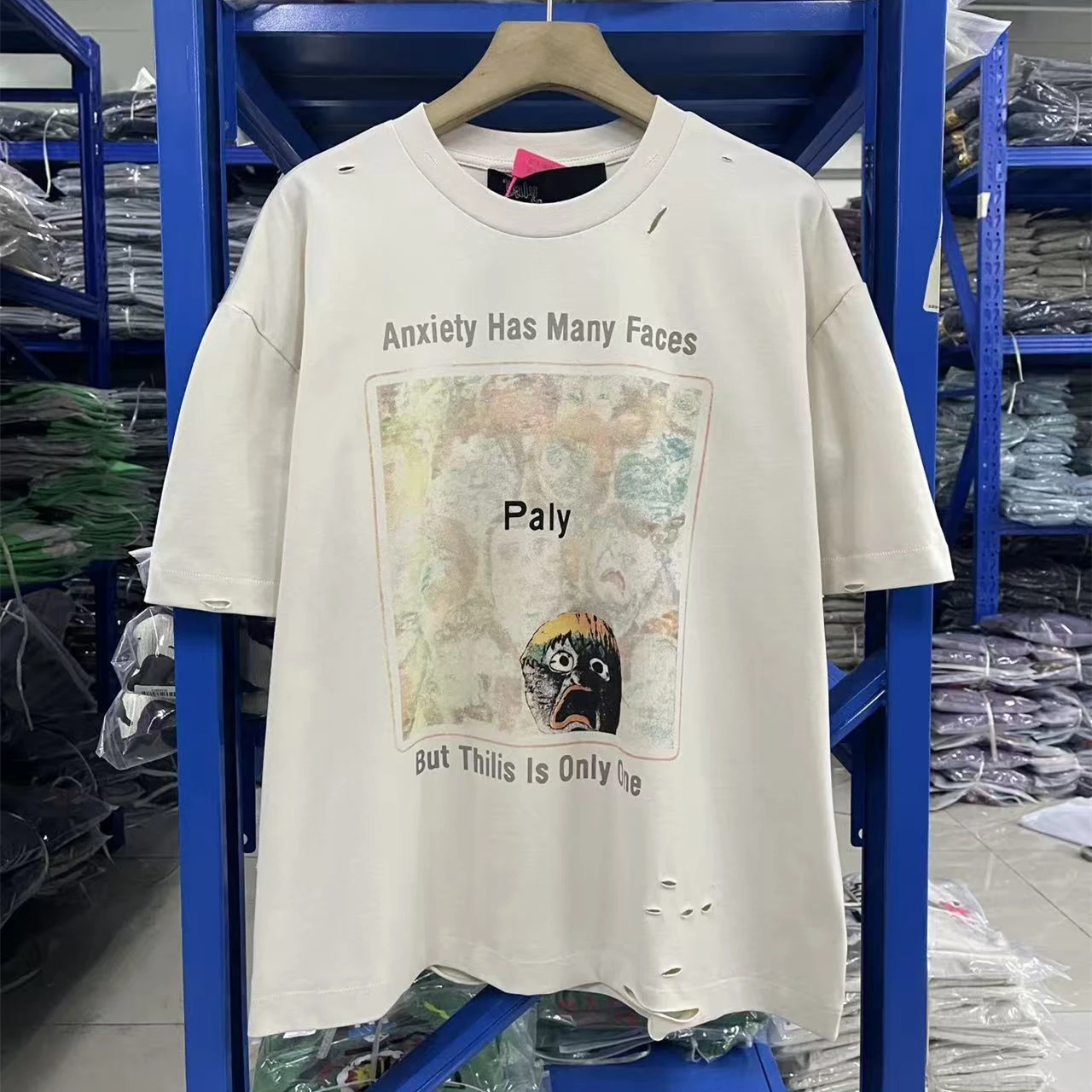 

Washed Hole Paly FW26 Anxiety Has Many Faces T-Shirt Men Women High Quality Top T Shirt Tee Tops