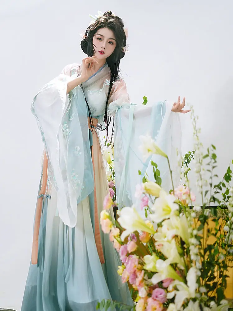 Lace Embroidery Hanfu Female Cosplay Costume Autumn Breathable Fairy Chinese Style Dress National Dance Performance Clothing