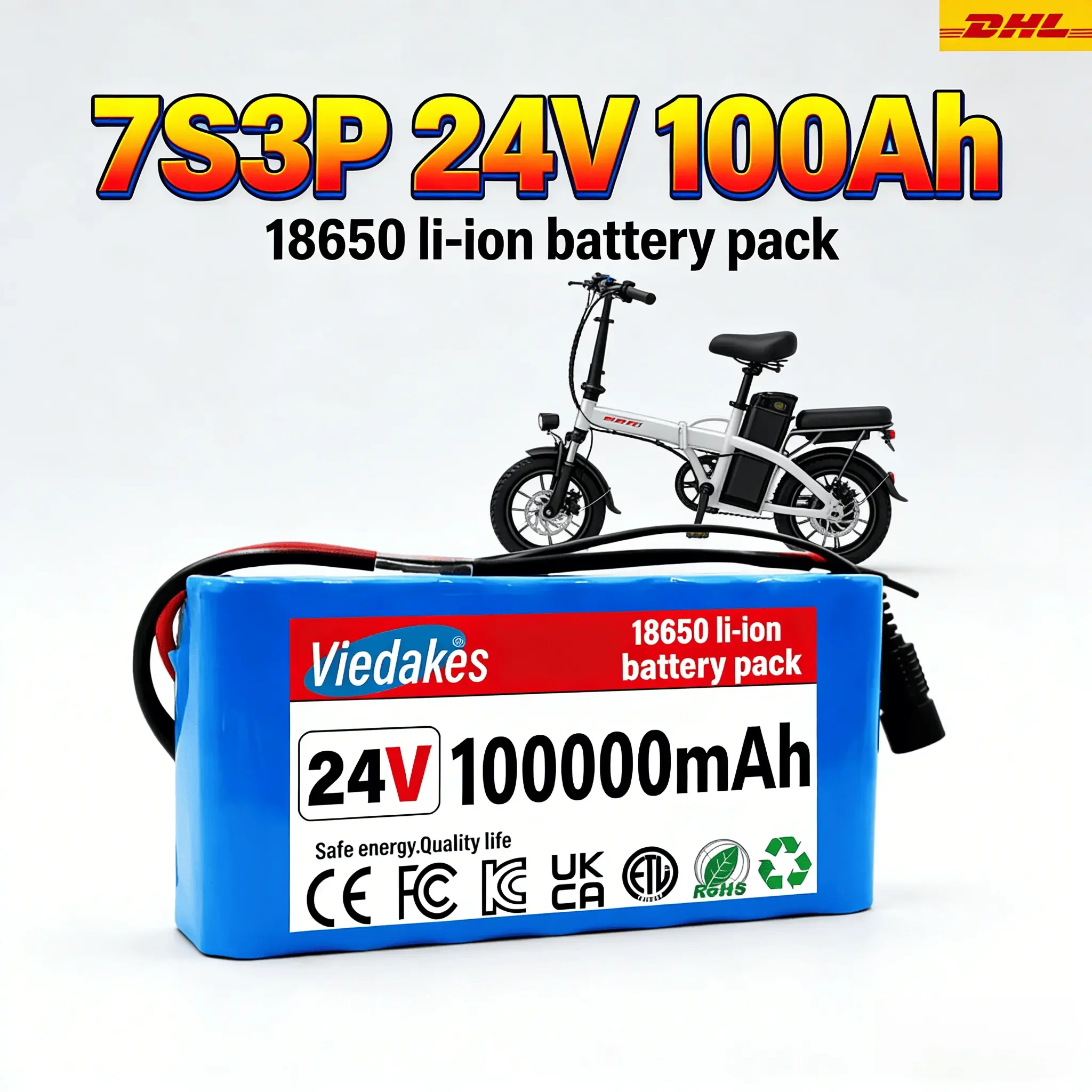 

VIEDAKES 7S3P 24V battery Rechargeable 18650 Li-ion Battery Pack High Capacity For Electric Scooter E-Bike, Wheelchair Power