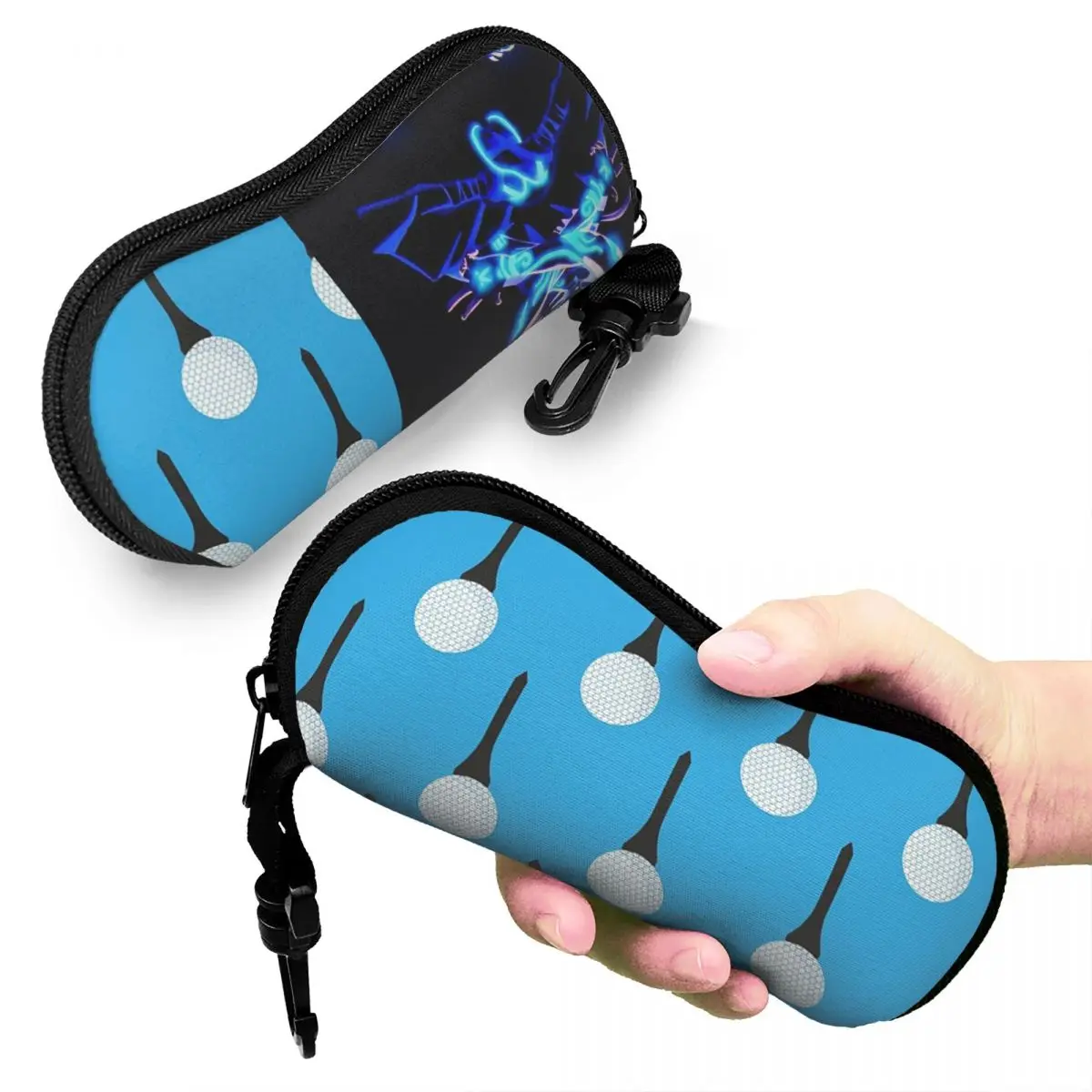 

Golf Ball And Tee Pattern (Cyan Blue) Shell Glasses Case Protective Sunglasses Box Women Men Soft Eyeglasses Bag Pouch