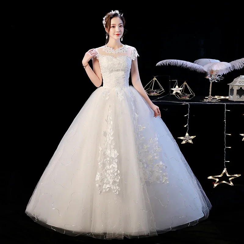 

Customized Wedding Dress Lace Up Plus Size Wedding Dresses Female Embroidery Princess Dress Ball Gowns