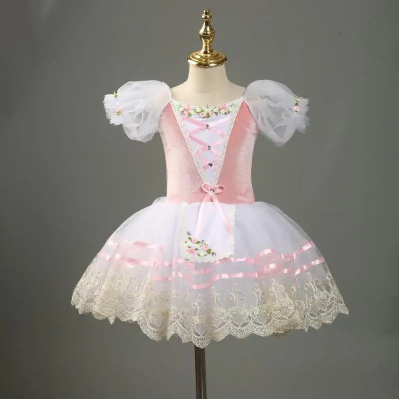 Robe Tutu de Ballet Professionnelle Rose GiselsCompetition pour Adultes et Enfants, Justaucorps à Fleurs pour Bol, Robe de Ballerine