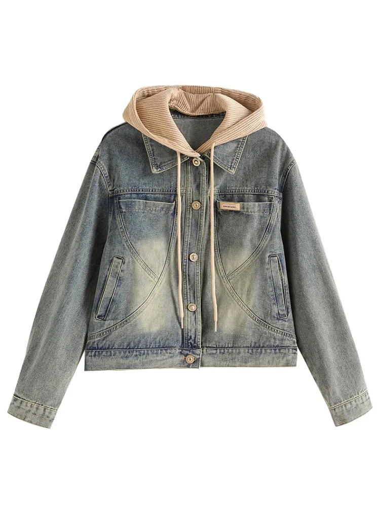 Dames ort Denim Jaet American Sle Retro Loose Fit Lente Herfst Nieuwe collectie Veelzijdige Jaet Top voor dames