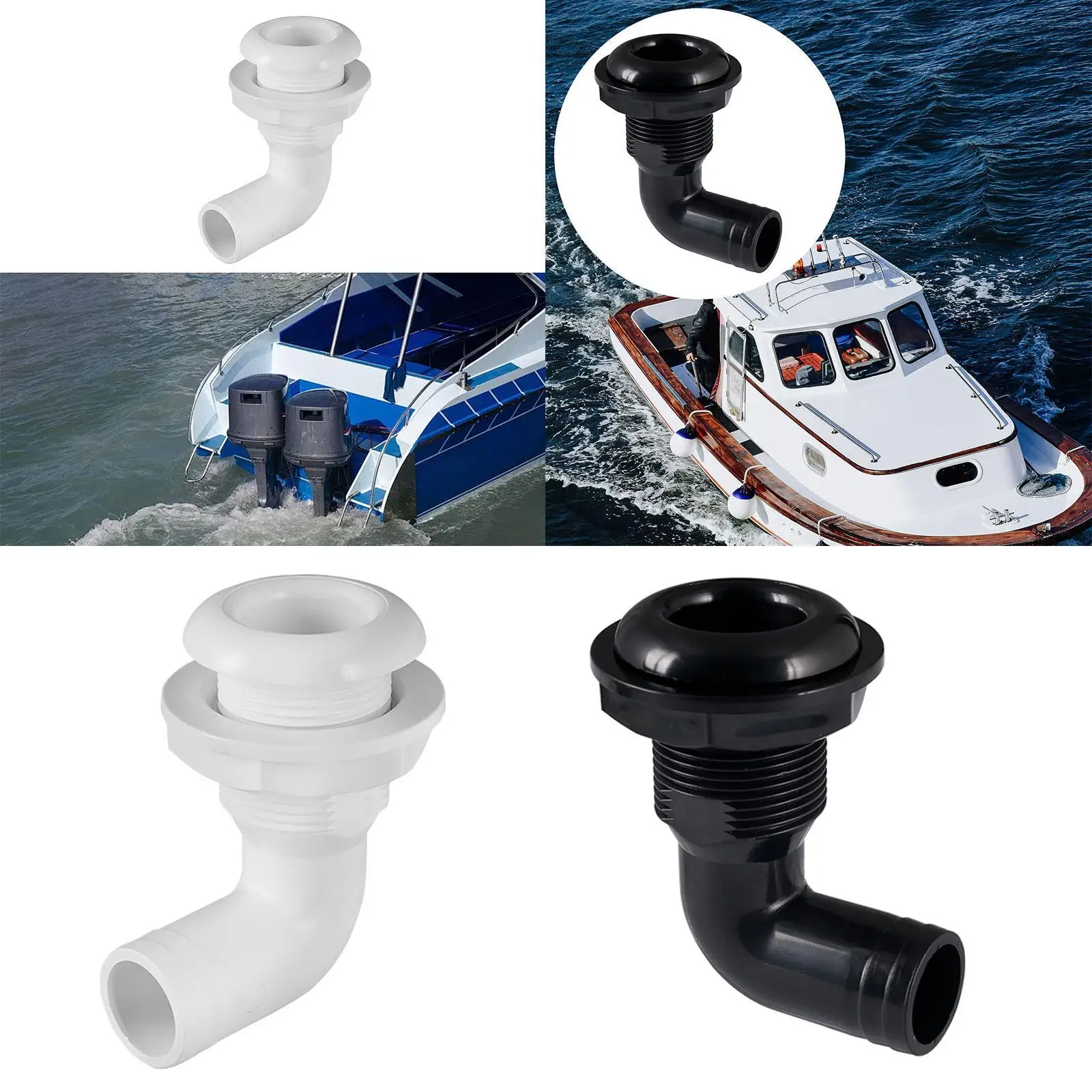 

Universal Marine Boat Drainage Outlet ABS 90 Degree Elbow Thru Hull Connector for Bilge Pump Deck Plumbing System
