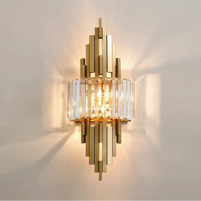 

Crystal light luxury bedroom wall lamps Nordic modern and simple background wall lighting fixtures