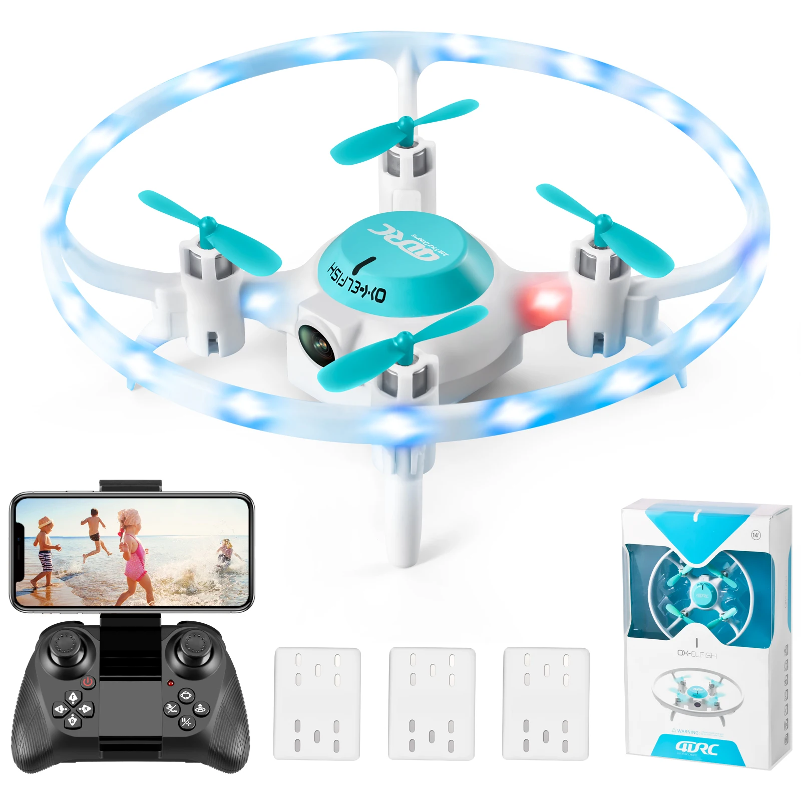 V5 Mini Drone 4K With LED Lights HD Camera 1080P WiFi FPV RC Helicopter Quadcopter Kids Birthday Toys Boy Gift