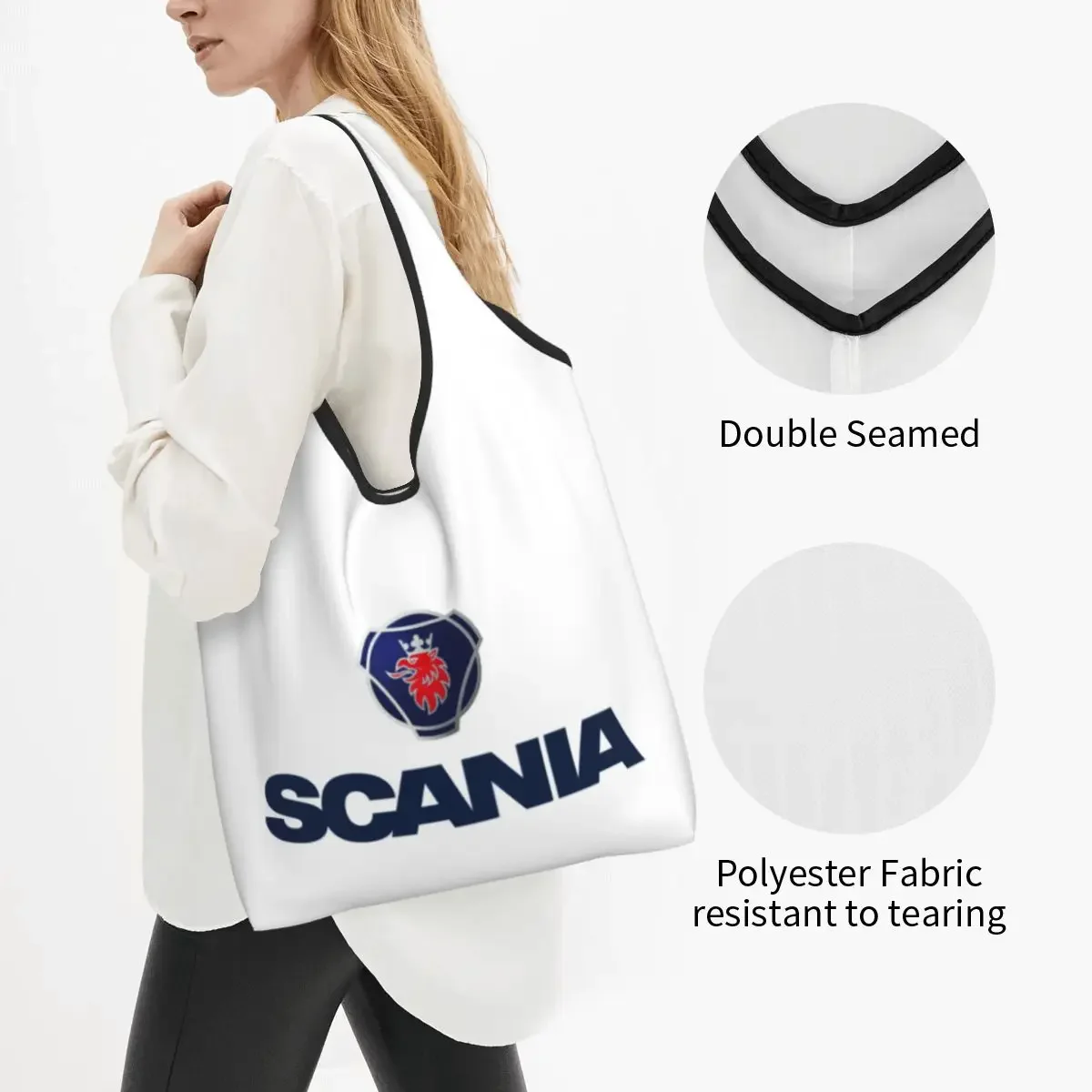 Custom Swedish Saabs Scanias Shopping Bag Women Portable Big Capacity Grocery Automobile Trucks Tote Shopper Bags