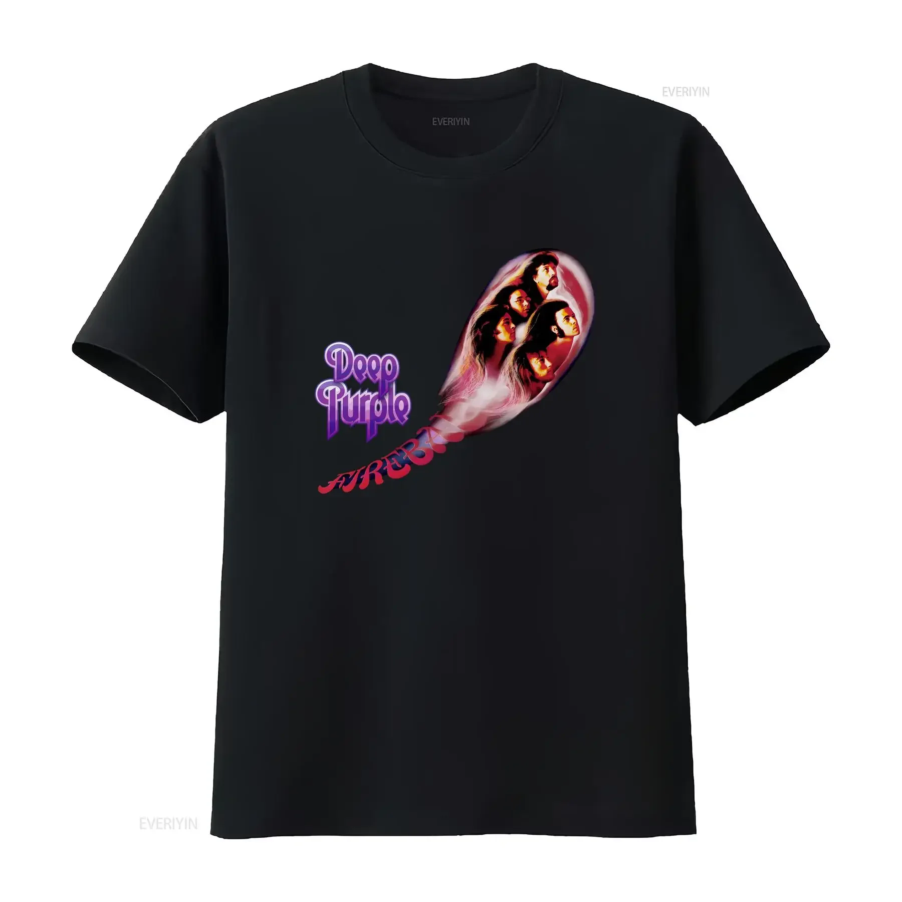 Camiseta Vintage de la Banda Fireball Deep Purple, Clásica para Fans de la Música Rock, Lavada, Cómoda, Casual, Unisex, Versátil