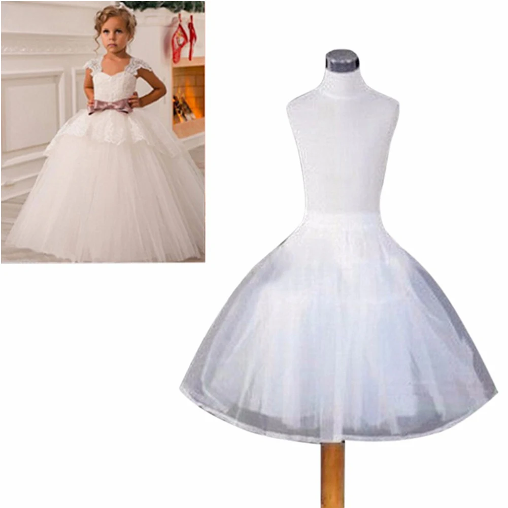 2024 White Children kids Petticoat A-Line Puffy 3 Layer Kids Crinoline Trim Flower Girl Dress Underskirt Elastic Waist image 6