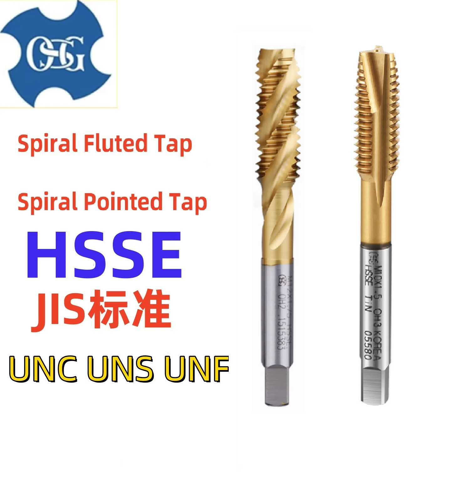 1PCS HSSE American TIN-Coating Fine UNF UNS UNF 3/4 5/16 3/8 5/8 1/2 Spiral Flute Tap Spiral Flute Pointed Tap Machine Screw Tap