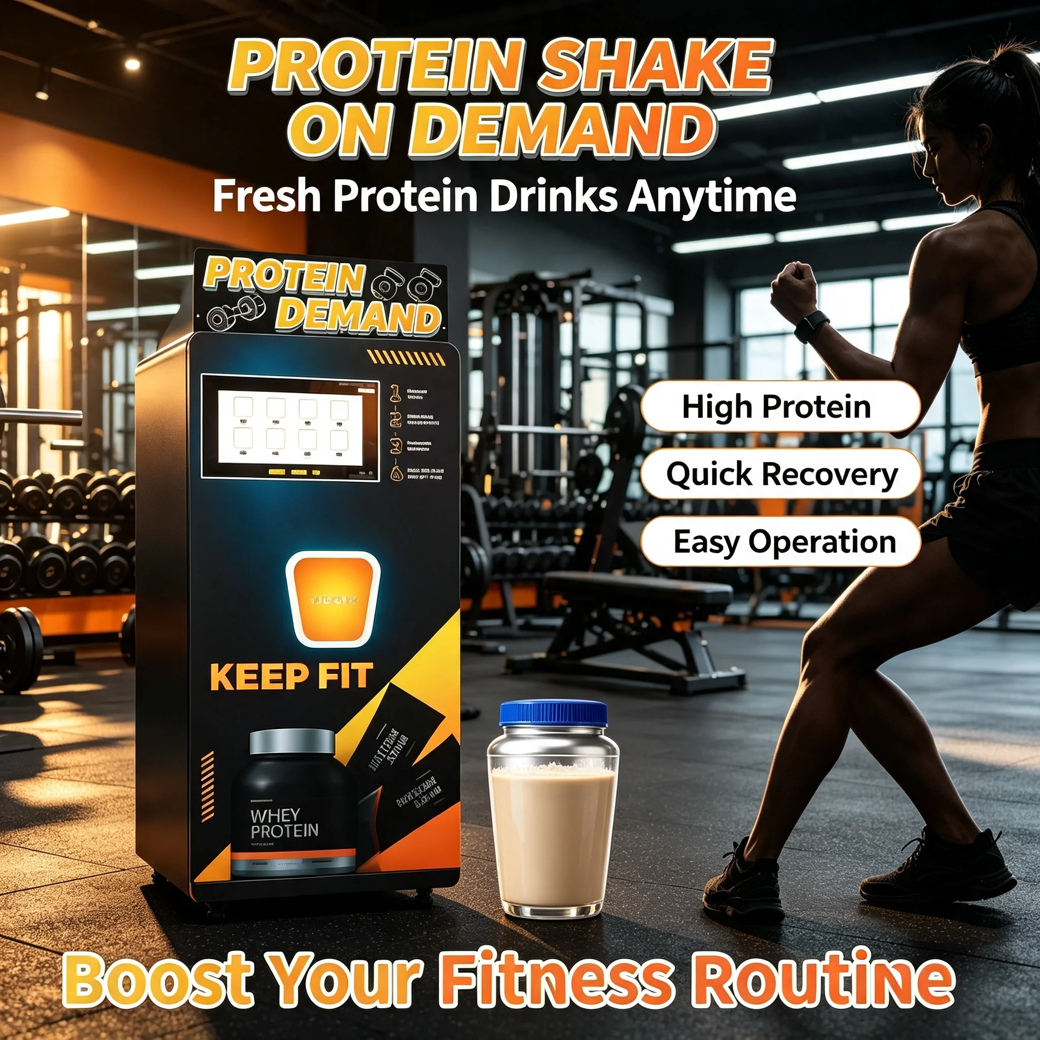 Pilates Yoga Room - Protein-Shake-Automat Ultra-Leise Gekühlt SDK Bluetooth Mobiles