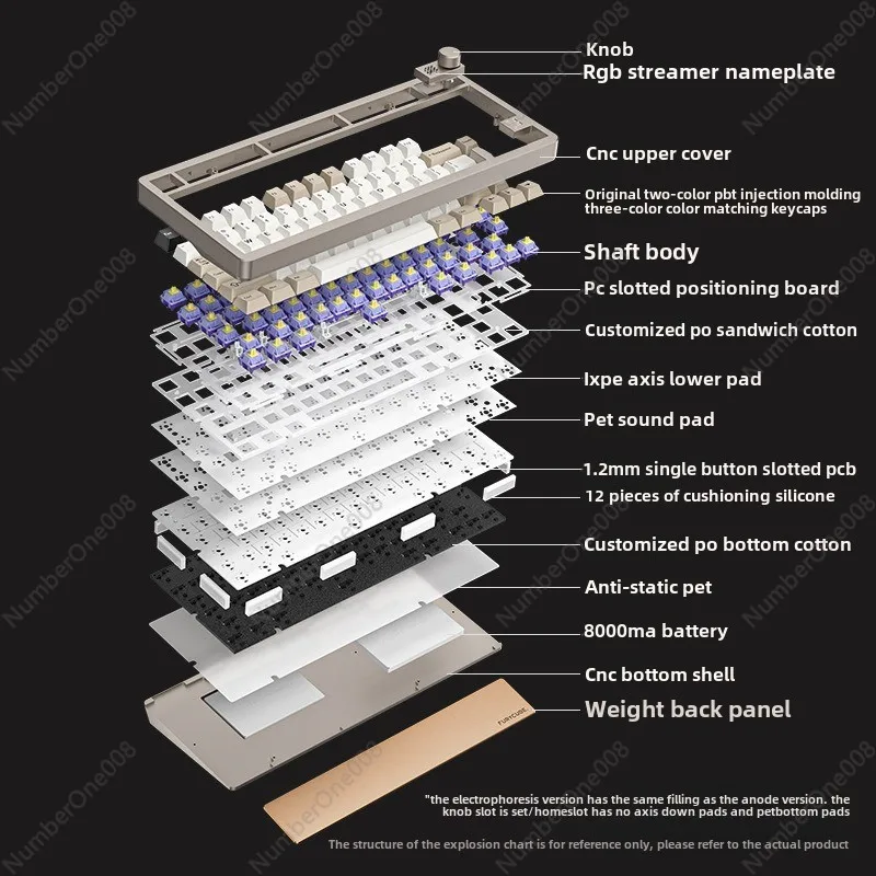 Aluminum Tuo Tuo CNC Three-mode Wireless Bluetooth Aluminum Alloy Keyboard Customized Thermal Gasket Gaming Mechanical Key