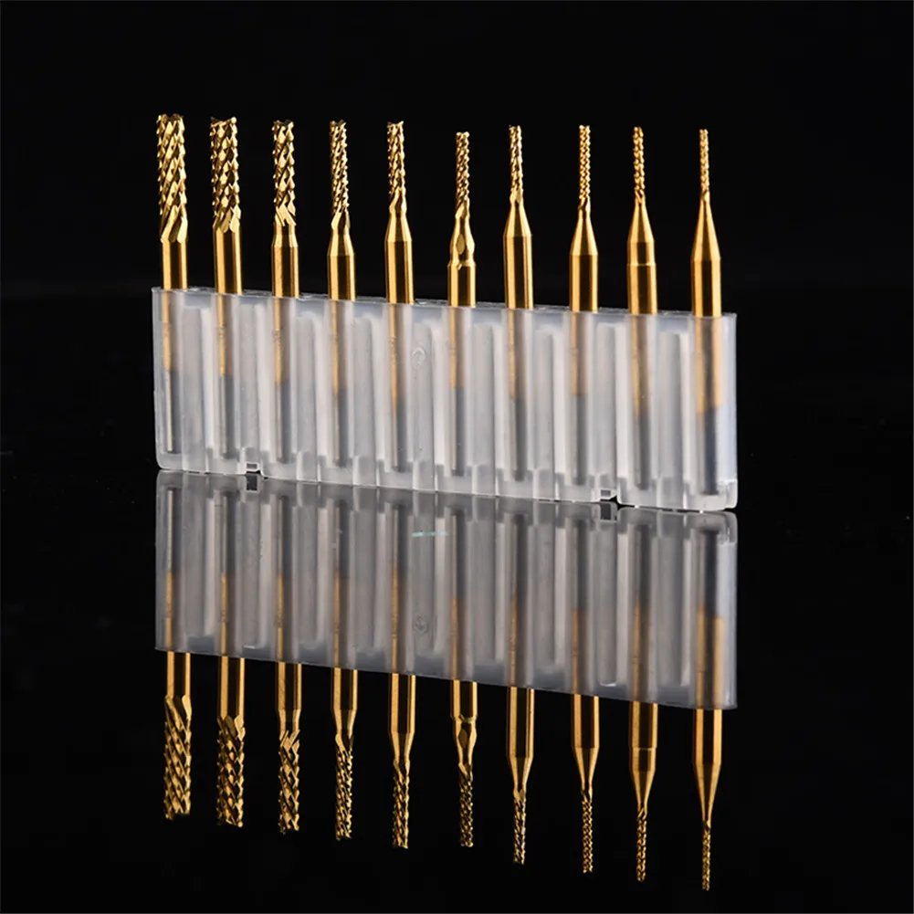 10PCS/Set 0.8-3.175 MM For PCB CNC Titanium Plating Drill Bit Set Engraving Cutter Rotary Mill Drop Shipping