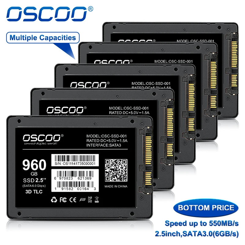 OSCOO-disco duro Sata3 SSD de 2,5 pulgadas, unidad de estado sólido de 1 piezas/2 piezas/4 piezas, 120GB/240GB, para ordenador de escritorio y portátil