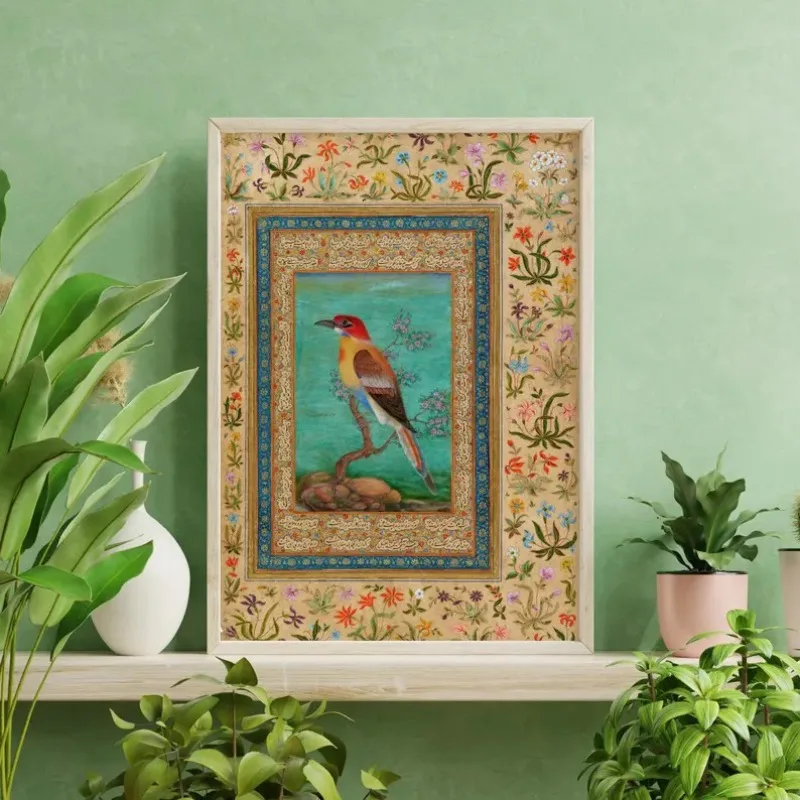 Persian Prints: Birds & Deer (Traditional Persian / Mughal Art Prints of Miniature Paintings) Wall Art, Home Decor Framless view 3