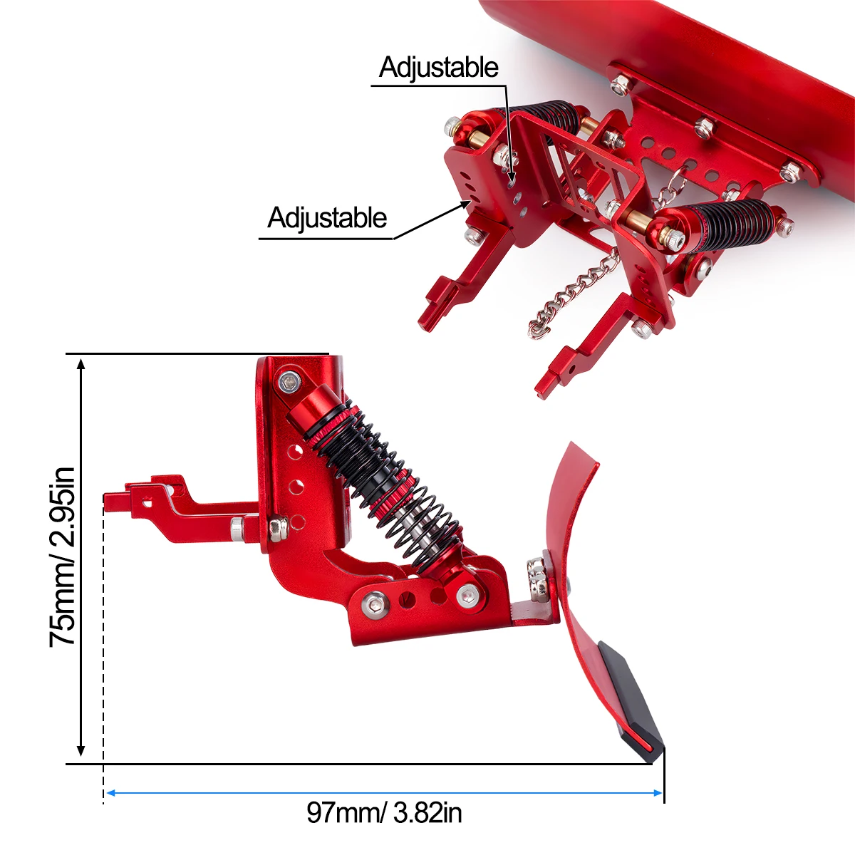 مجرفة ثلج ورمل من سبائك الألومنيوم قابلة للتعديل لزاحف RC 1/18 1/24 - تناسب TRX4M وSCX24، ملحق مجرفة ترقية معدنية #3