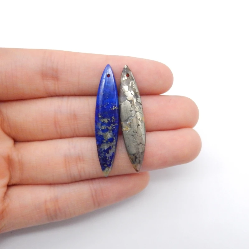

Natural Lapis Lazuli And Pyrite Marquise Earring Beads 37x8x4mm 5.4g Semiprecious Fashion Jewelry Making Accessories for Women