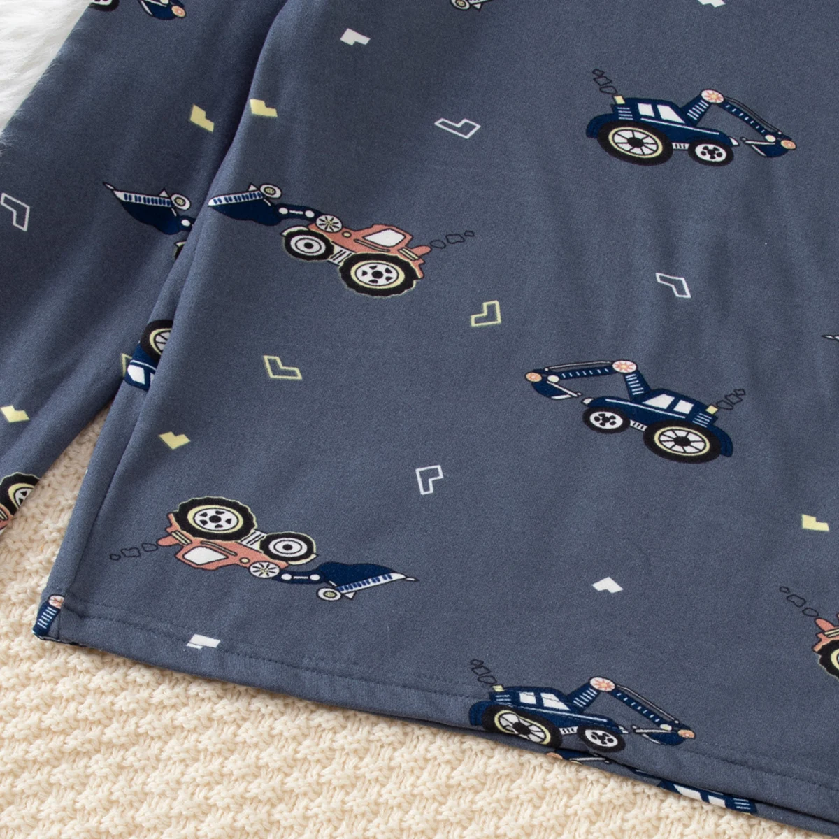 2-teiliges Herbst-/Winter-Set für Jungen mit Dinosaurier- und Autodesign, warmes Unterwäsche-Set, bequeme, dicke Schlafanzughose und Schlafhose. – Detail 7